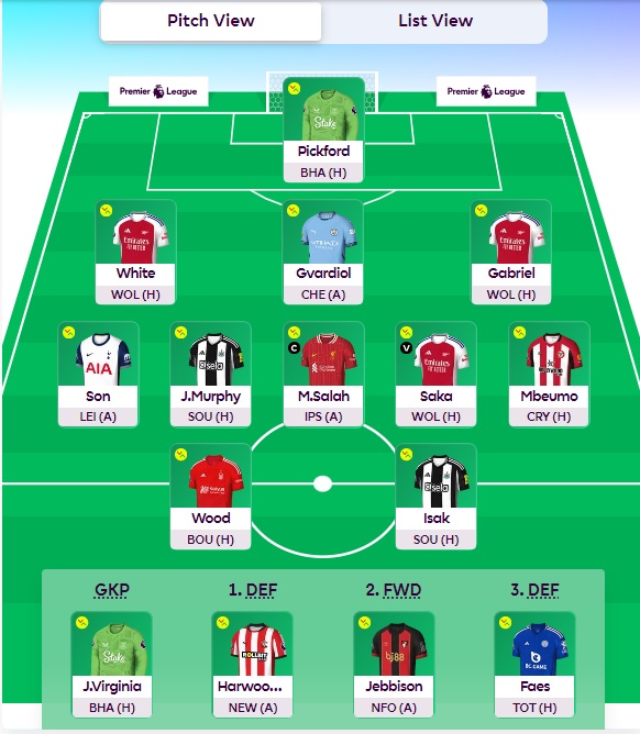 fpl gw1 team 2024 25