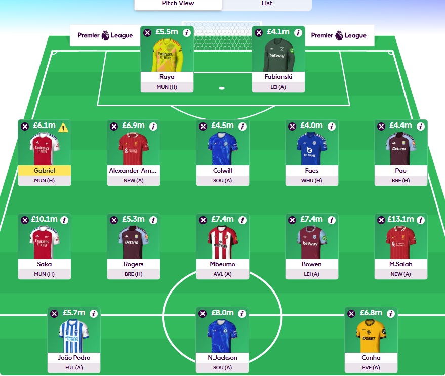 fpl gw14 wildcard team 2024