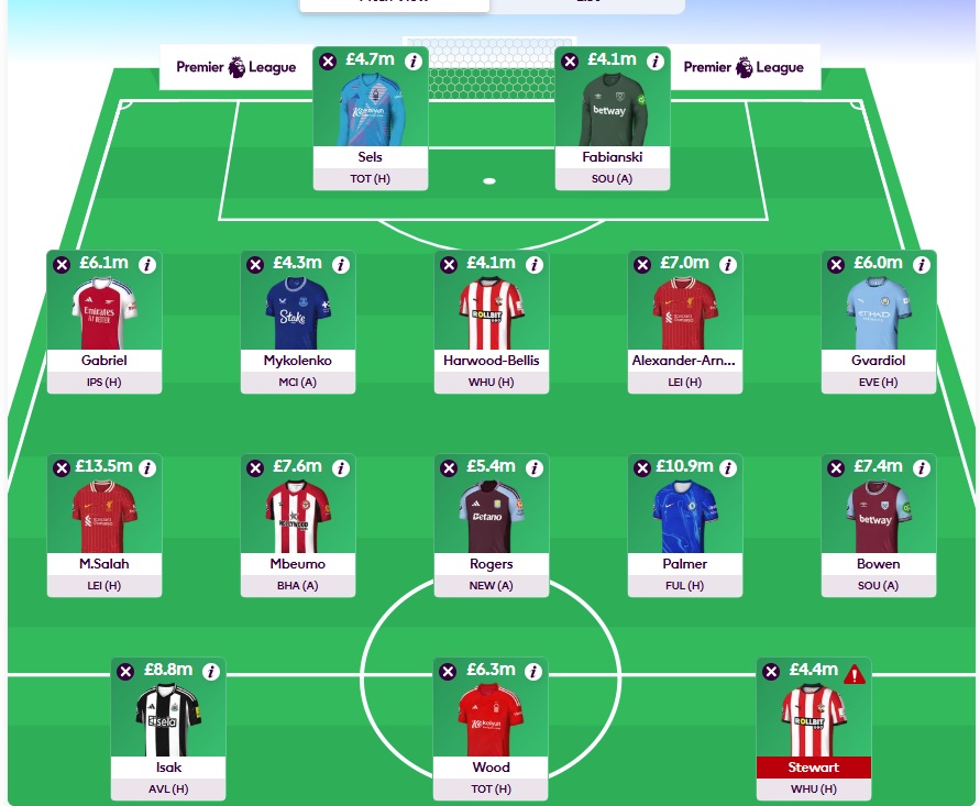 fpl gw18 wildcard team 2024