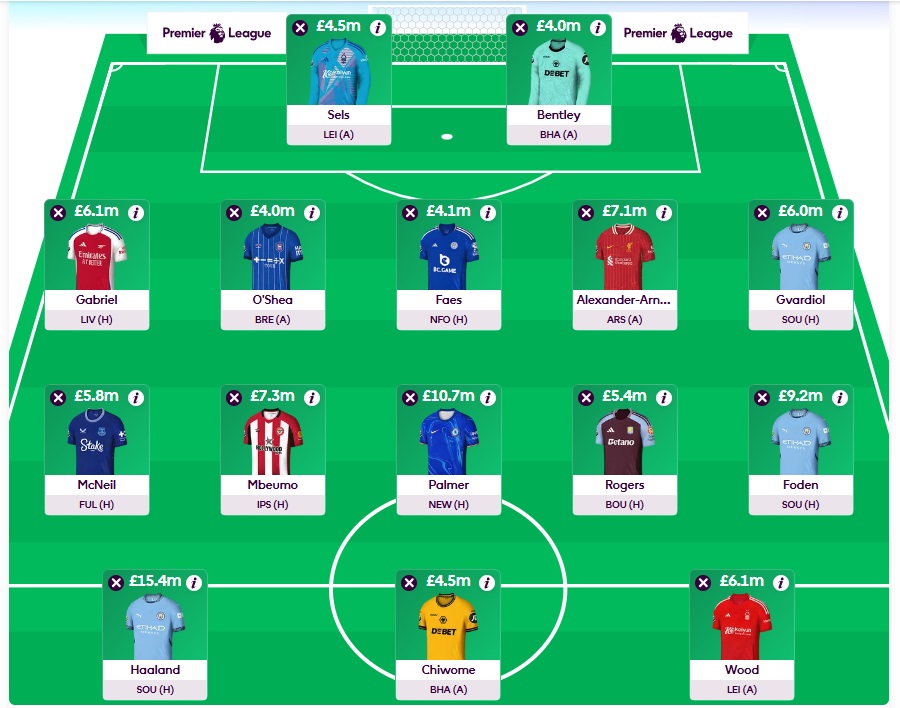 fpl gw9 wildcard team 2024 25