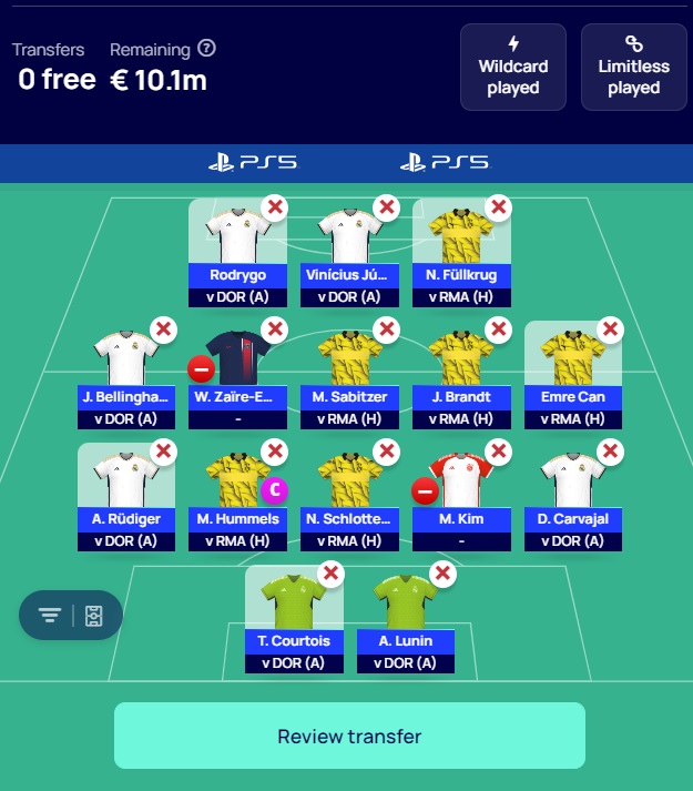 ucl fantasy final team selection first draft md13