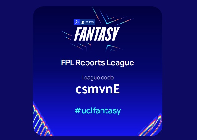 ucl fantasy league code 2024 25 second