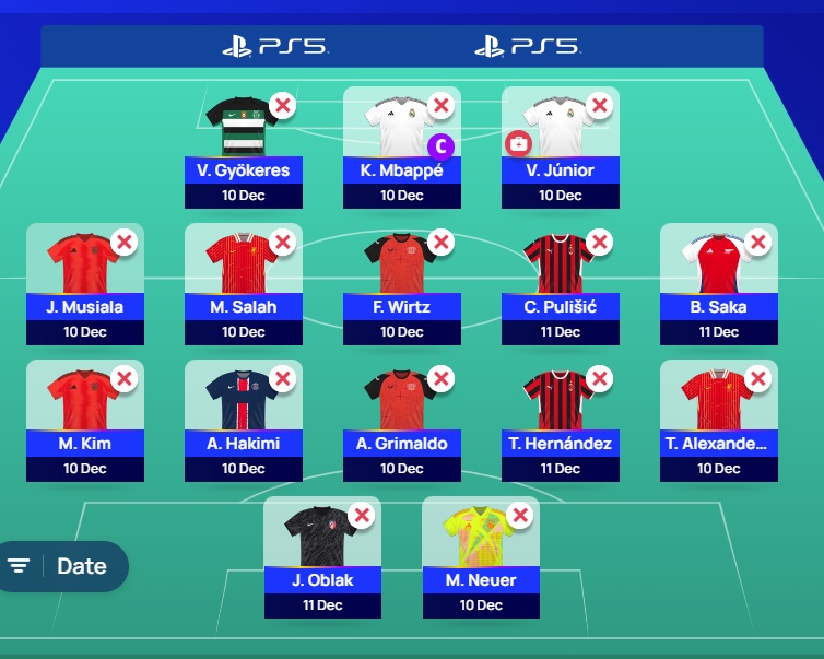 ucl fantasy matchday 6 limitless team 2024 first draft