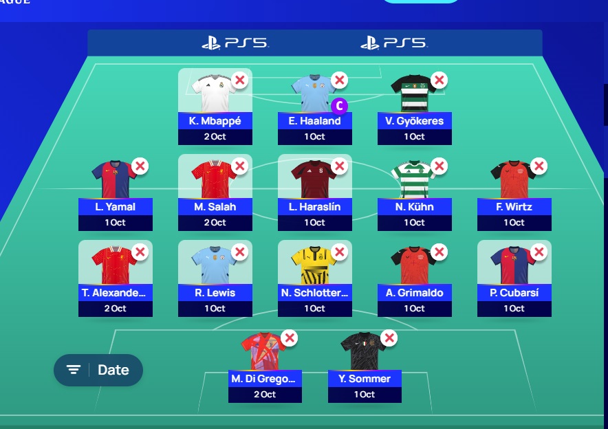 ucl fantasy md2 team selection 2024 25